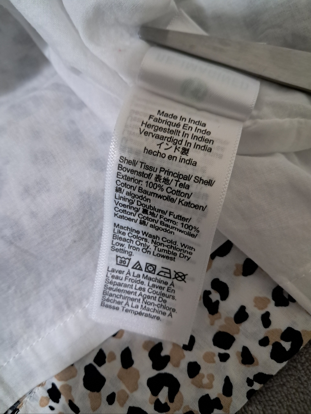 J. Crew Cotton Lightweight Cream Leopard-Print Long Sleeve Dress Pockets Sz. XL - Picture 9 of 10